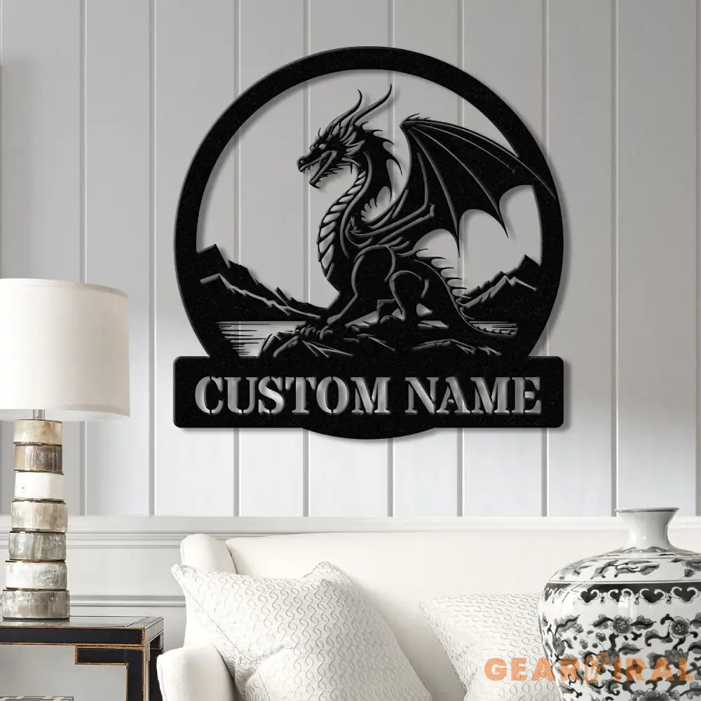 Custom Dragon Metal Art with Led Light Dragon Name House Sign Dragon Metal Sign Boy Room Decor Dragon Lover Gift Gaming