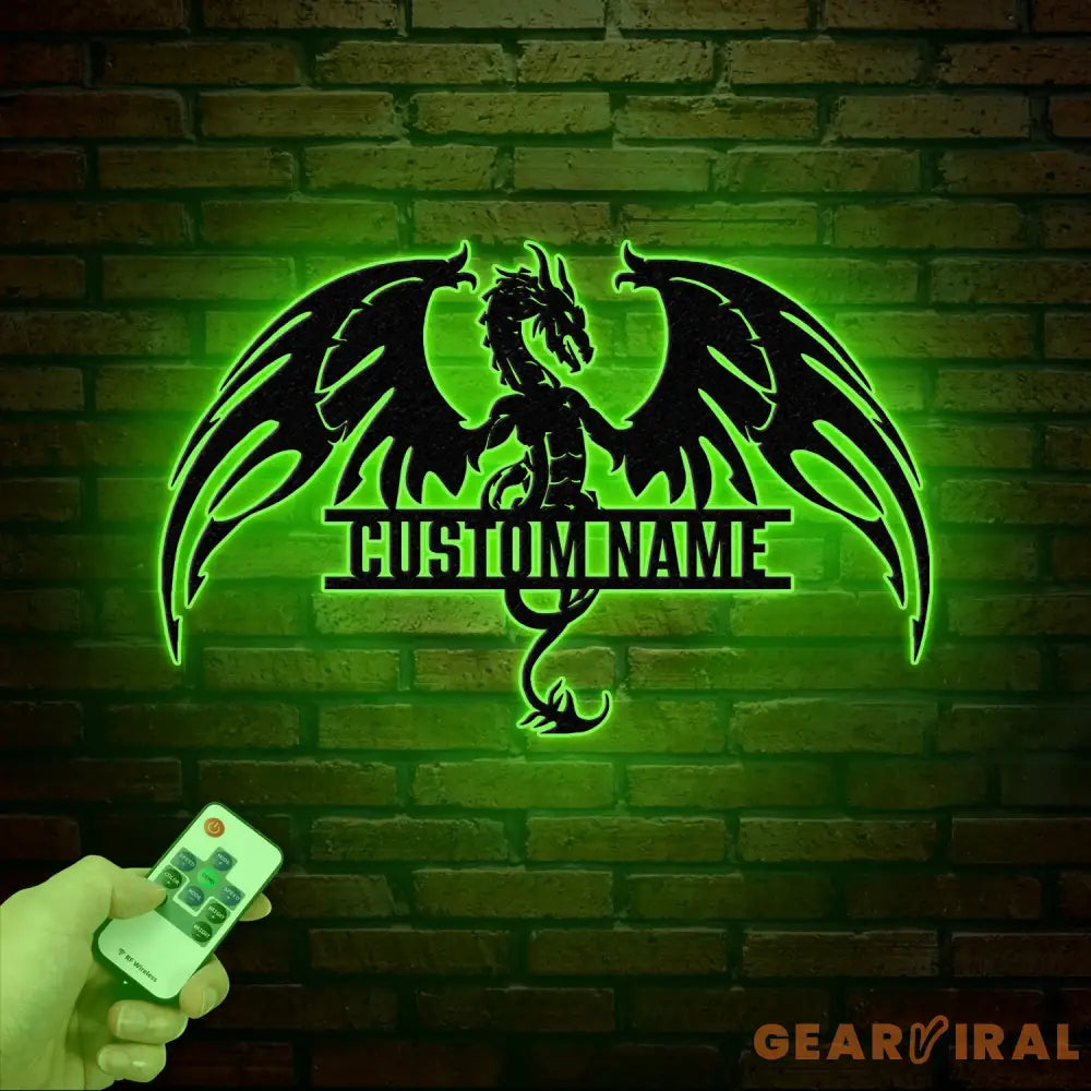Custom Dragon Metal Art with Led Light Dragon Name House Sign Dragon Metal Sign Boy Room Decor Dragon Lover Gift Gaming