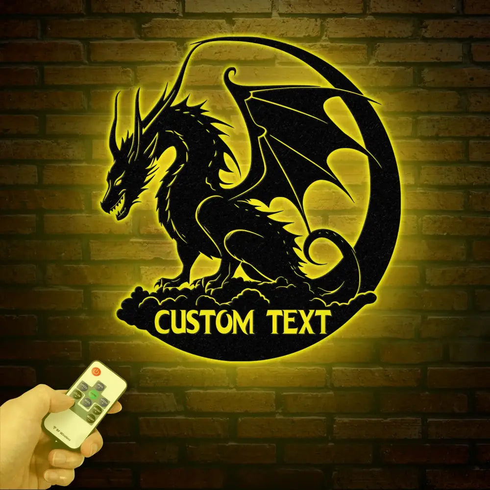 Custom Dragon Metal Art with Led Light Dragon Name House Sign Dragon Metal Sign Boy Room Decor Dragon Lover Gift Gaming