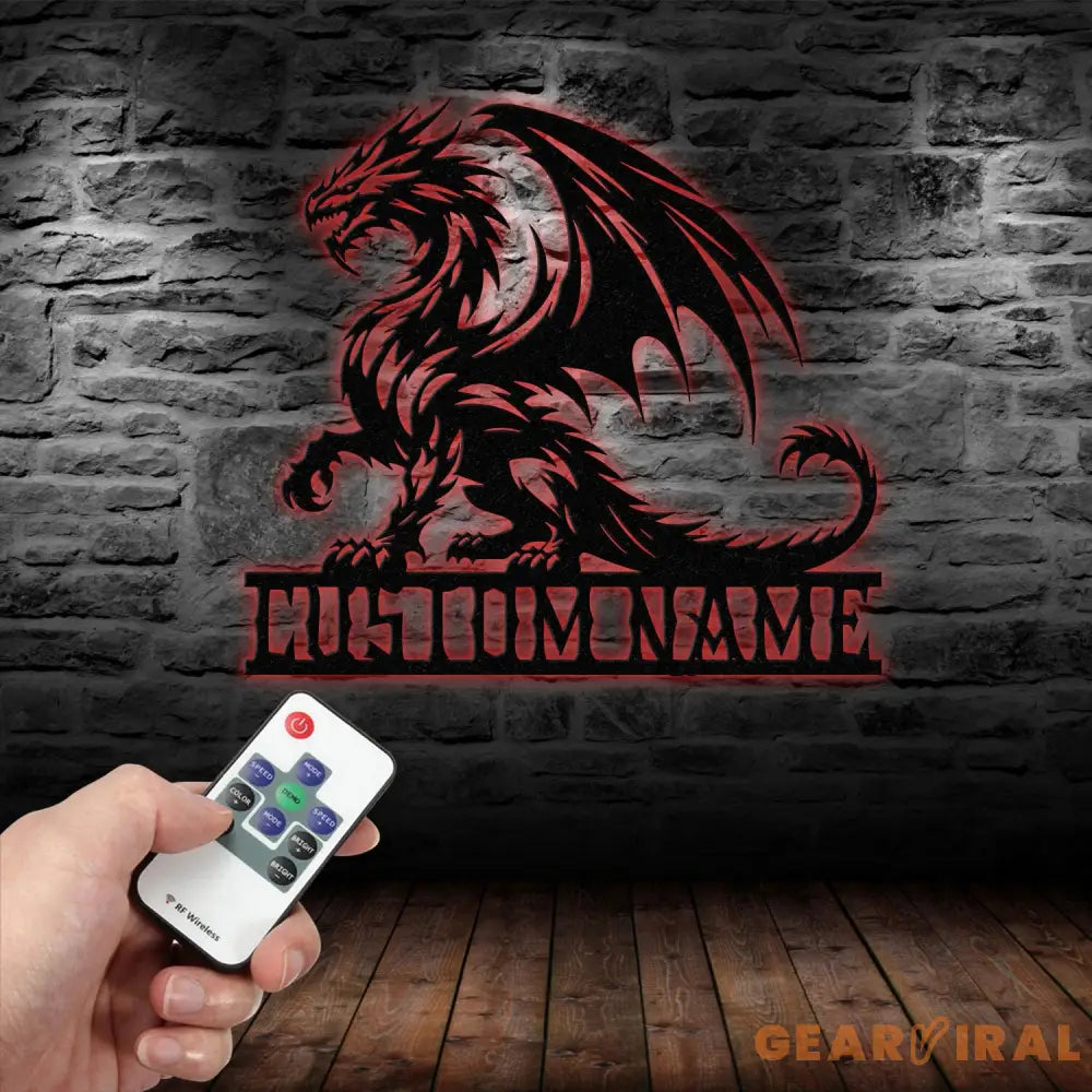 Custom Dragon Metal Art with Led Light Dragon Name House Sign Dragon Metal Sign Boy Room Decor Dragon Lover Gift Gaming