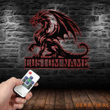 Custom Dragon Metal Art with Led Light Dragon Name House Sign Dragon Metal Sign Boy Room Decor Dragon Lover Gift Gaming