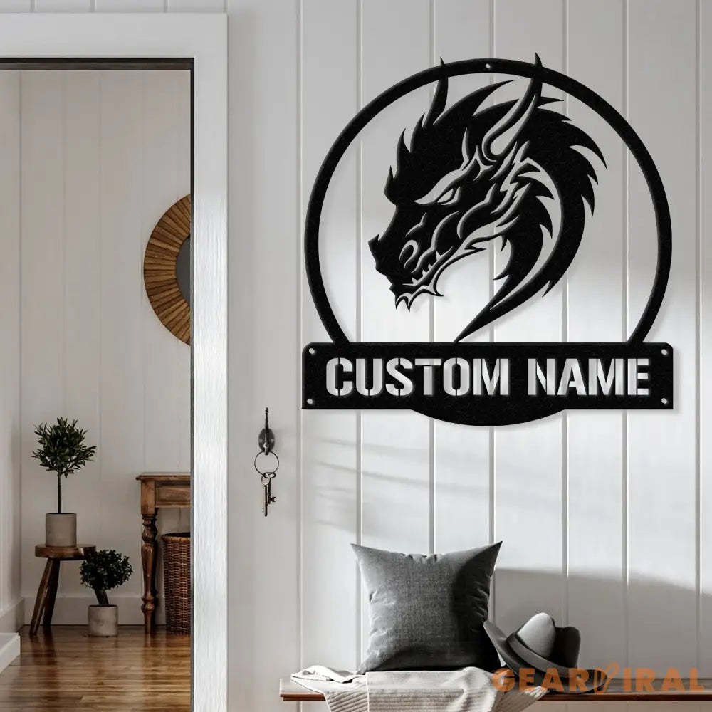 Custom Dragon Metal Art with Led Light Dragon Name House Sign Dragon Metal Sign Boy Room Decor Dragon Lover Gift Gaming