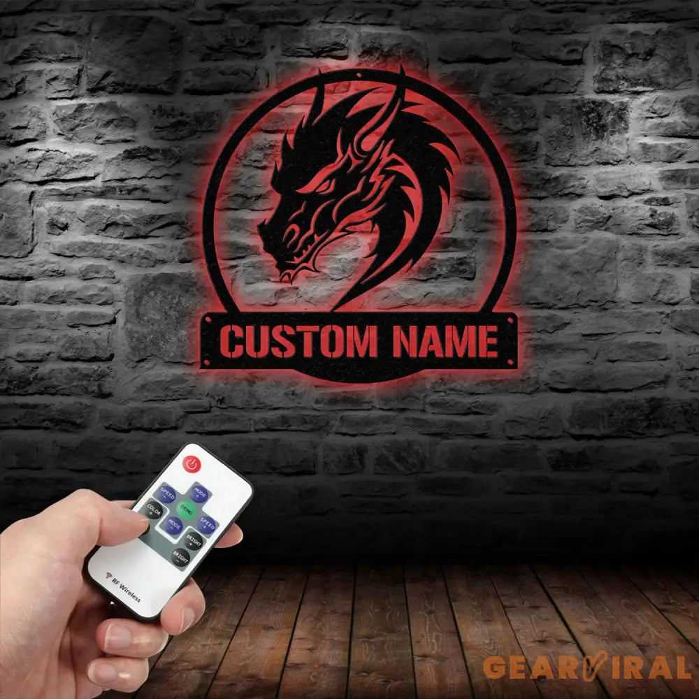 Custom Dragon Metal Art with Led Light Dragon Name House Sign Dragon Metal Sign Boy Room Decor Dragon Lover Gift Gaming