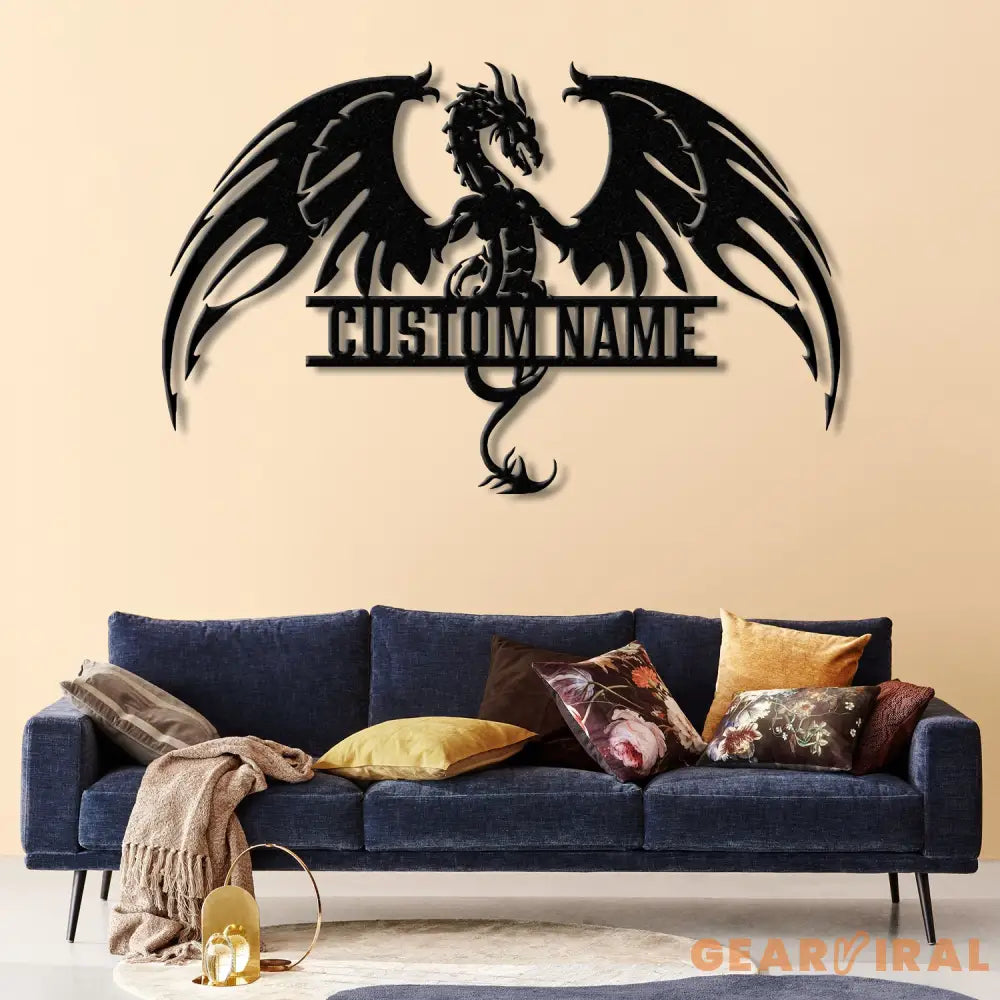 Custom Dragon Metal Art with Led Light Dragon Name House Sign Dragon Metal Sign Boy Room Decor Dragon Lover Gift Gaming