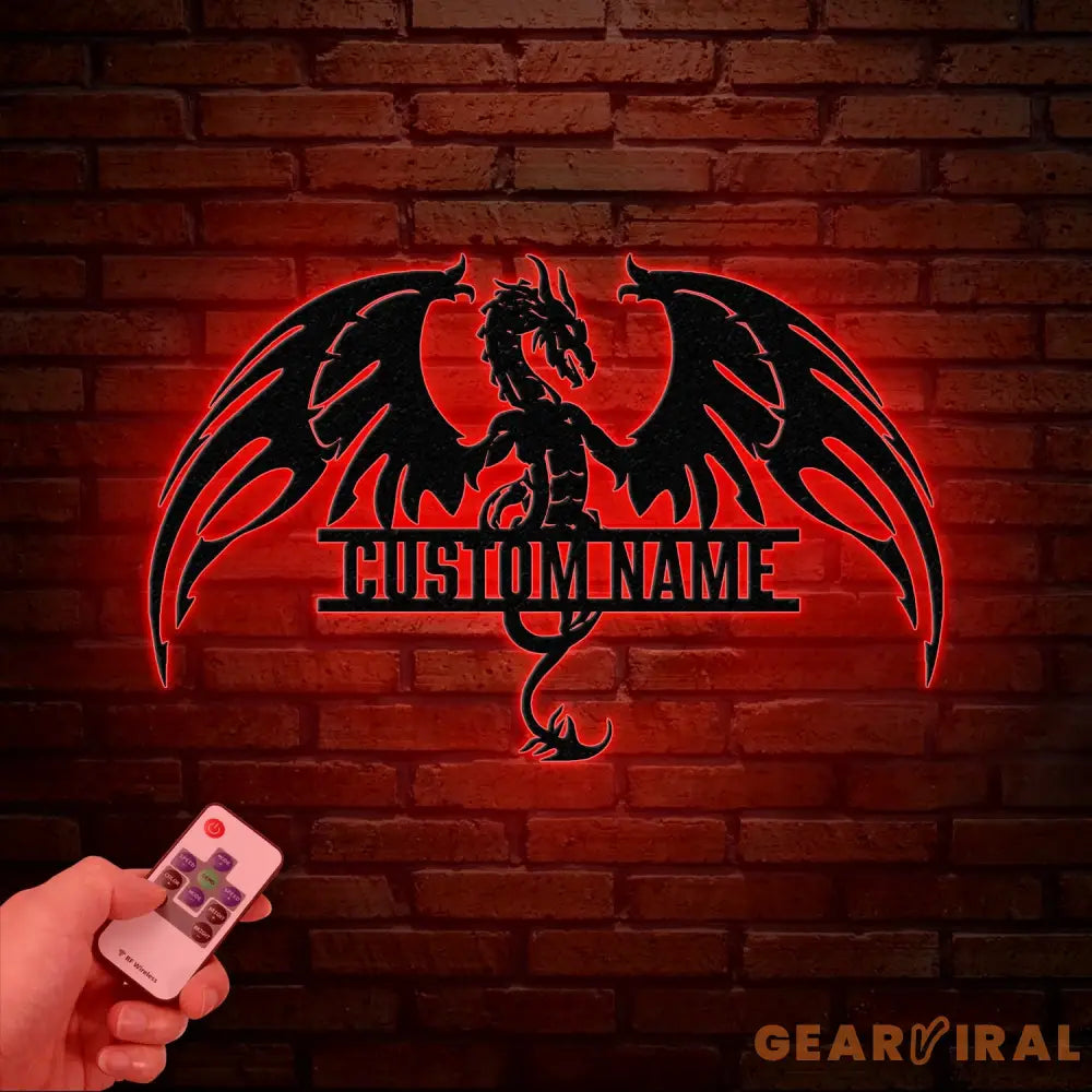 Custom Dragon Metal Art with Led Light Dragon Name House Sign Dragon Metal Sign Boy Room Decor Dragon Lover Gift Gaming