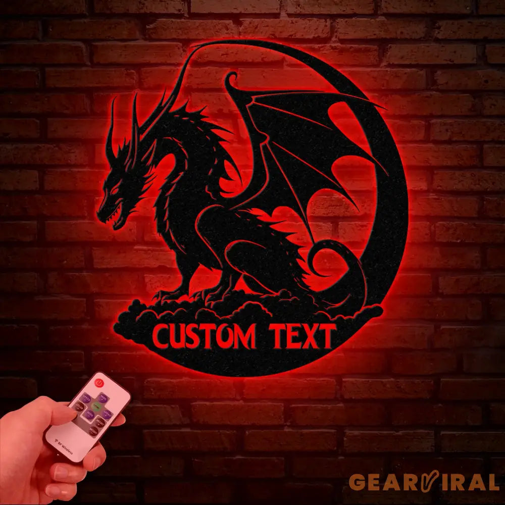 Custom Dragon Metal Art with Led Light Dragon Name House Sign Dragon Metal Sign Boy Room Decor Dragon Lover Gift Gaming
