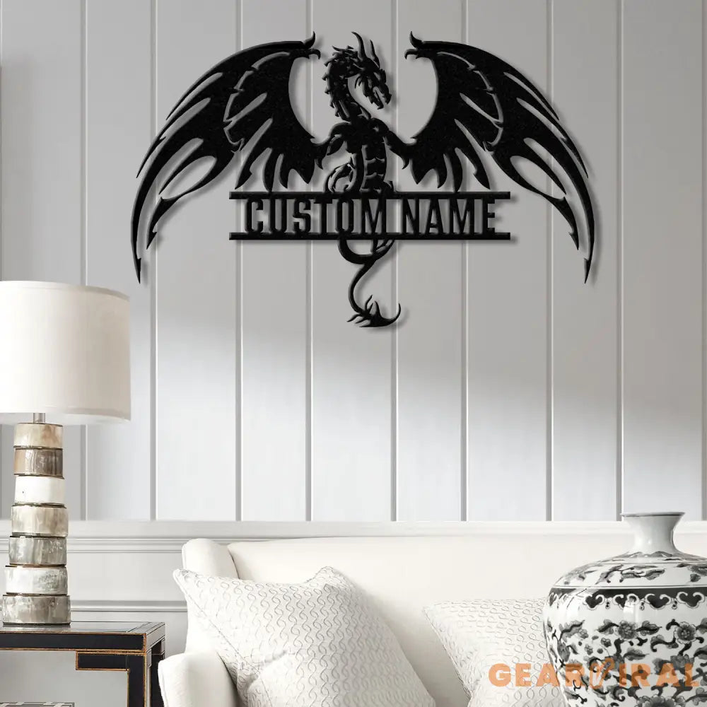 Custom Dragon Metal Art with Led Light Dragon Name House Sign Dragon Metal Sign Boy Room Decor Dragon Lover Gift Gaming