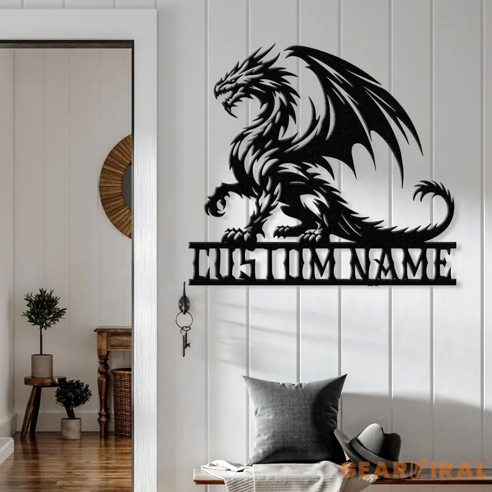 Custom Dragon Metal Art with Led Light Dragon Name House Sign Dragon Metal Sign Boy Room Decor Dragon Lover Gift Gaming