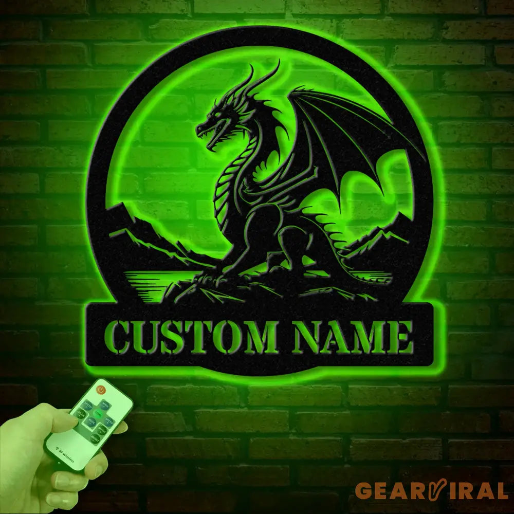 Custom Dragon Metal Art with Led Light Dragon Name House Sign Dragon Metal Sign Boy Room Decor Dragon Lover Gift Gaming
