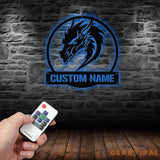 Custom Dragon Metal Art with Led Light Dragon Name House Sign Dragon Metal Sign Boy Room Decor Dragon Lover Gift Gaming