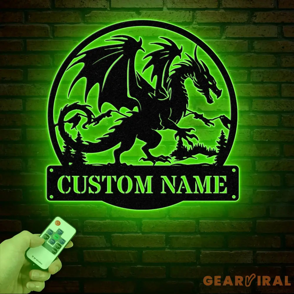 Custom Dragon Metal Art with Led Light Dragon Name House Sign Dragon Metal Sign Boy Room Decor Dragon Lover Gift Gaming