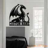 Custom Dragon Metal Sign with Led Lights Dragon Monogram Sign Dragon Name House Sign Nursery Decor Room Decor Dragon