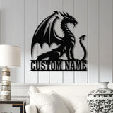 Custom Dragon Metal Sign with Led Lights Dragon Monogram Sign Dragon Name House Sign Nursery Decor Room Decor Dragon