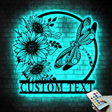 Custom Dragonfly and Sunflower Metal Wall Art LED Light Personalized Dragonfly Lover Name Sign Dragonfly Metal Sign Home Decor Birthday Gift | GearViral