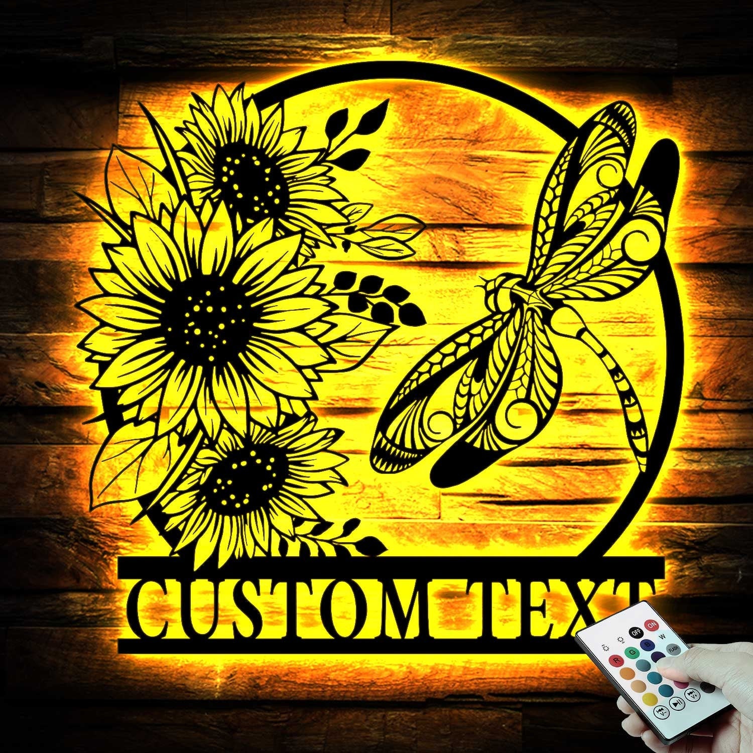 Custom Dragonfly and Sunflower Metal Wall Art LED Light Personalized Dragonfly Lover Name Sign Dragonfly Metal Sign Home Decor Birthday Gift | GearViral