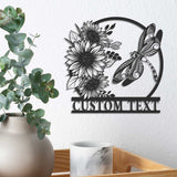 Custom Dragonfly and Sunflower Metal Wall Art LED Light Personalized Dragonfly Lover Name Sign Dragonfly Metal Sign Home Decor Birthday Gift | GearViral