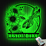 Custom Dragonfly and Sunflower Metal Wall Art LED Light Personalized Dragonfly Lover Name Sign Dragonfly Metal Sign Home Decor Birthday Gift | GearViral