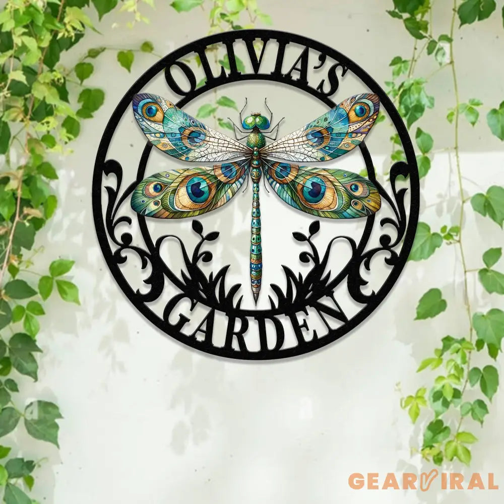 Custom Dragonfly Garden Metal Sign Dragonfly Garden Sign Personalized Garden Decor Custom Garden Name Sign Dragonfly