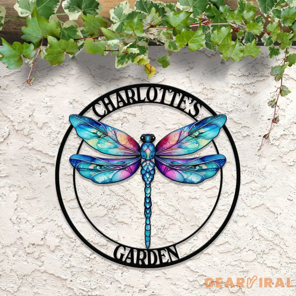 Custom Dragonfly Garden Metal Sign Dragonfly Garden Sign Personalized Garden Decor Custom Garden Name Sign Dragonfly