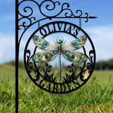 Custom Dragonfly Garden Metal Sign Dragonfly Garden Sign Personalized Garden Decor Custom Garden Name Sign Dragonfly