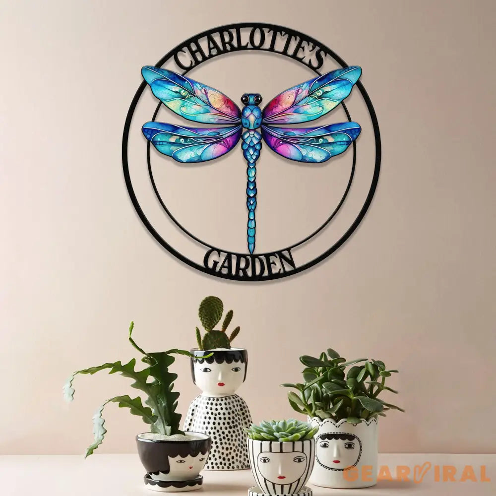 Custom Dragonfly Garden Metal Sign Dragonfly Garden Sign Personalized Garden Decor Custom Garden Name Sign Dragonfly