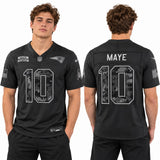 Custom Drake Maye New England Patriots Fan Inspired 2026 Salute to Service Stitched Premium Limited Jersey - Black