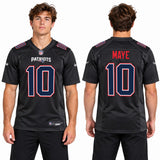 Custom Drake Maye New England Patriots Fan Inspired Game Jersey - Carbon Black