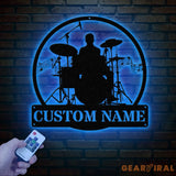 Custom Drum Metal Sign with LED Lights Personalized Drummer Name Wall Art Music Decor Gift for Musicians and Drum Lovers