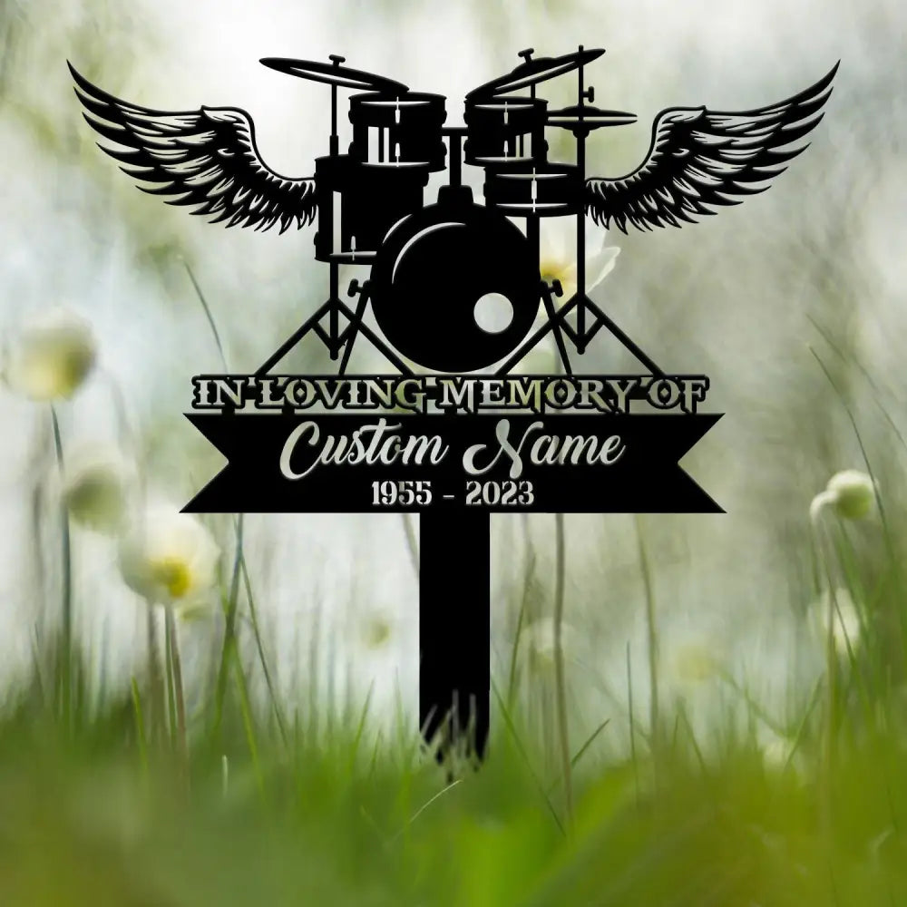 Custom Drummer Metal Memorial Stake Personalized Drum Player Name Sign Grave Marker Remembrance Stake Sympathy Gifts