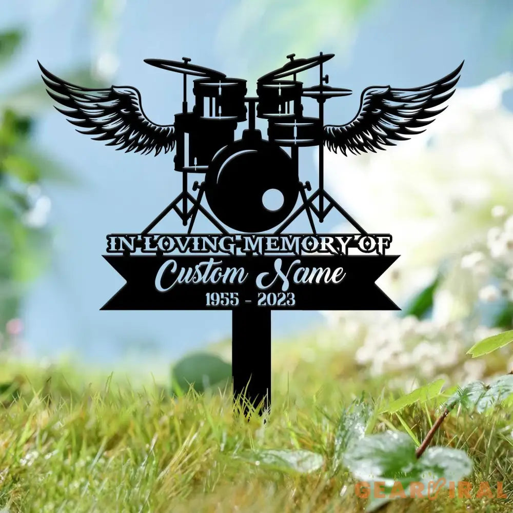Custom Drummer Metal Memorial Stake Personalized Drum Player Name Sign Grave Marker Remembrance Stake Sympathy Gifts