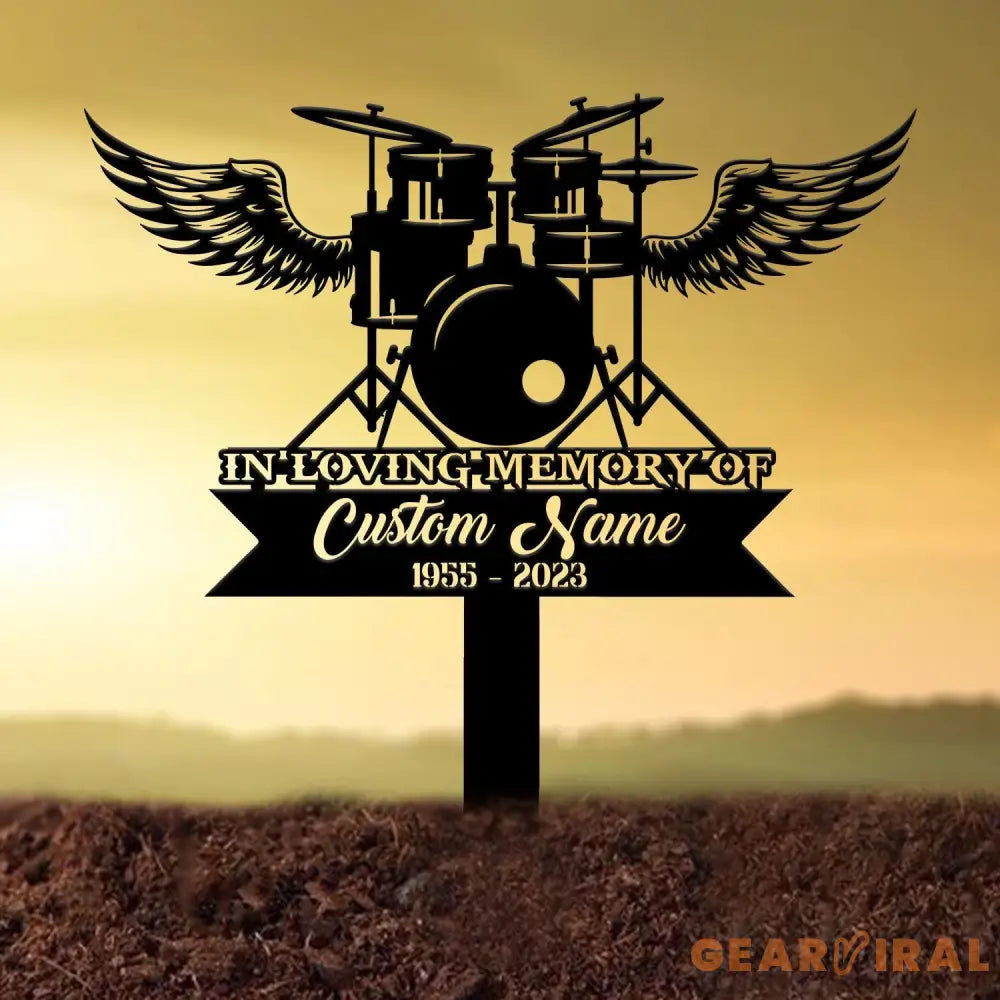 Custom Drummer Metal Memorial Stake Personalized Drum Player Name Sign Grave Marker Remembrance Stake Sympathy Gifts