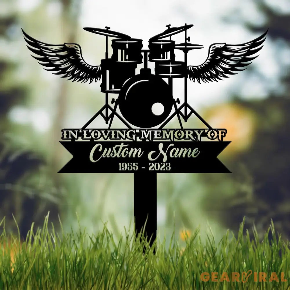 Custom Drummer Metal Memorial Stake Personalized Drum Player Name Sign Grave Marker Remembrance Stake Sympathy Gifts