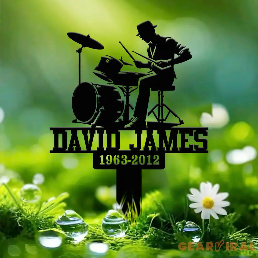 Custom Drummer Metal Memorial Stake Personalized Drum Player Name Sign Grave Marker Remembrance Stake Sympathy Gifts