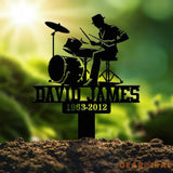 Custom Drummer Metal Memorial Stake Personalized Drum Player Name Sign Grave Marker Remembrance Stake Sympathy Gifts