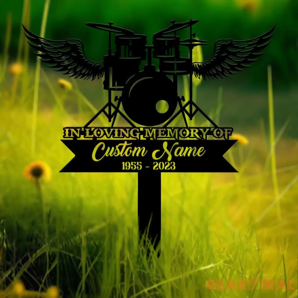 Custom Drummer Metal Memorial Stake Personalized Drum Player Name Sign Grave Marker Remembrance Stake Sympathy Gifts