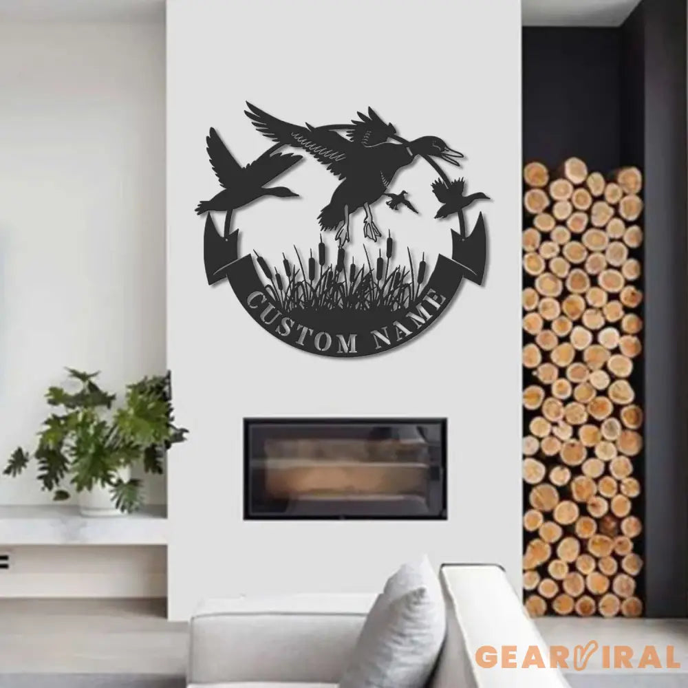 Custom Duck Hunting Metal Wall Art LED Light Personalized Hunter Name Sign Home Decor Duck Cabin Decoration