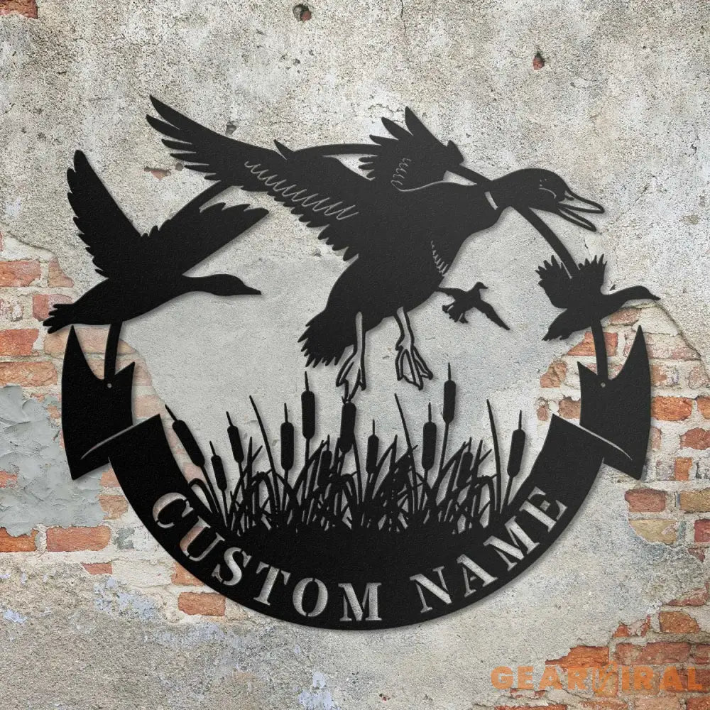 Custom Duck Hunting Metal Wall Art LED Light Personalized Hunter Name Sign Home Decor Duck Cabin Decoration