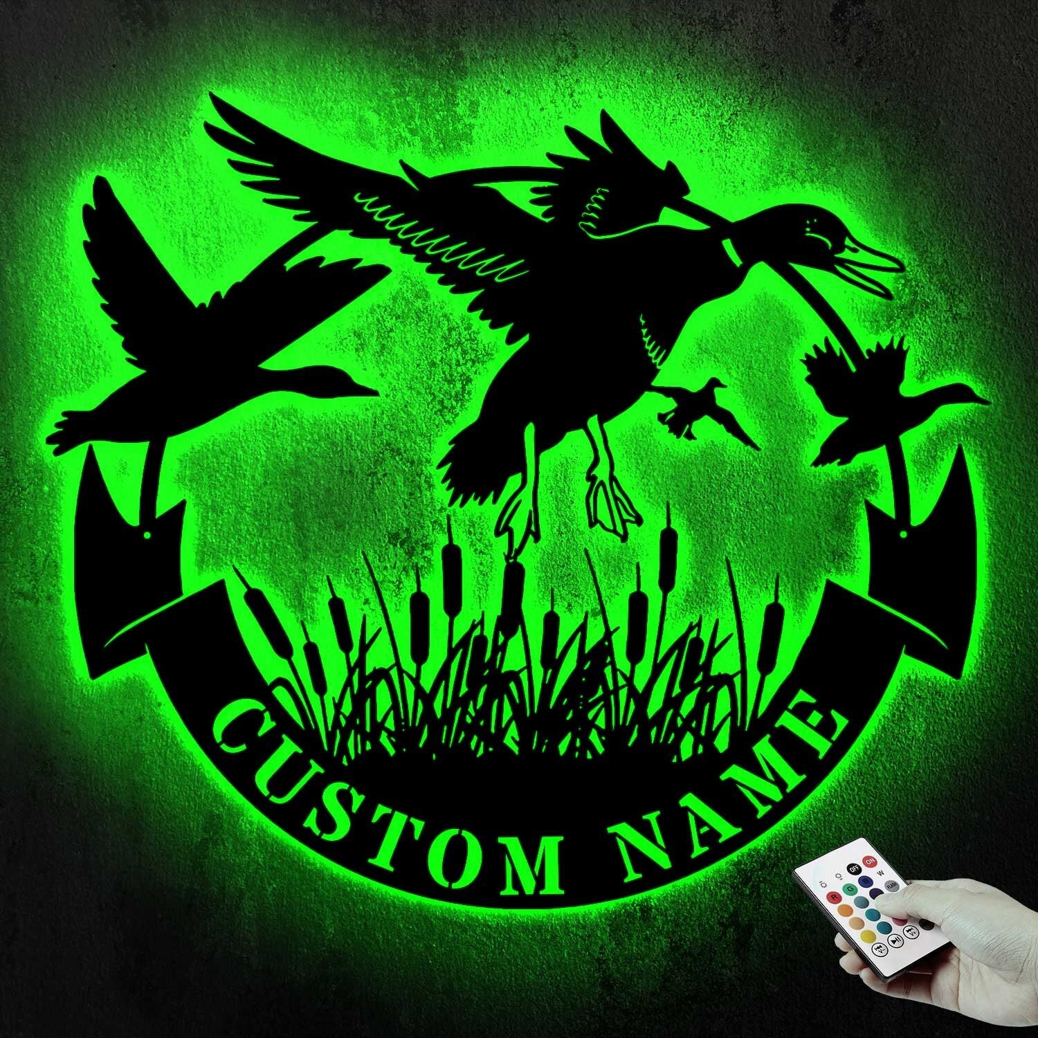 Custom Duck Hunting Metal Wall Art LED Light Personalized Hunter Name Sign Home Decor Duck Cabin Decoration Housewarming Xmas birthday Gift | GearViral