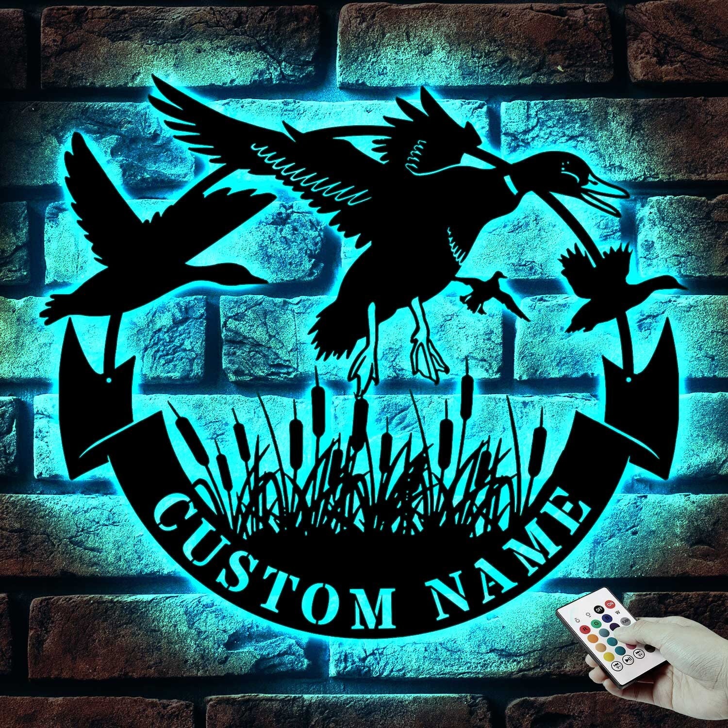 Custom Duck Hunting Metal Wall Art LED Light Personalized Hunter Name Sign Home Decor Duck Cabin Decoration Housewarming Xmas birthday Gift | GearViral