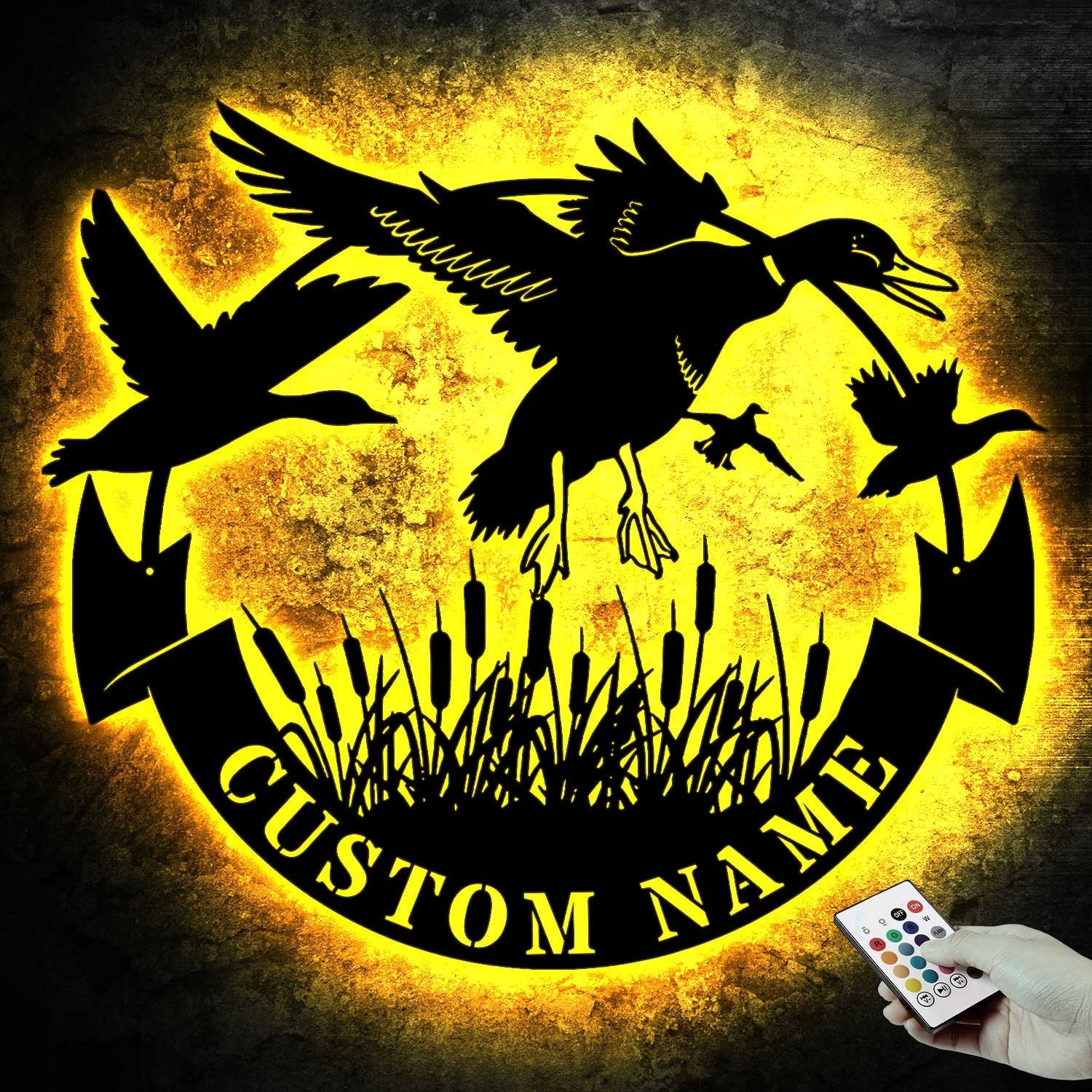 Custom Duck Hunting Metal Wall Art LED Light Personalized Hunter Name Sign Home Decor Duck Cabin Decoration Housewarming Xmas birthday Gift | GearViral