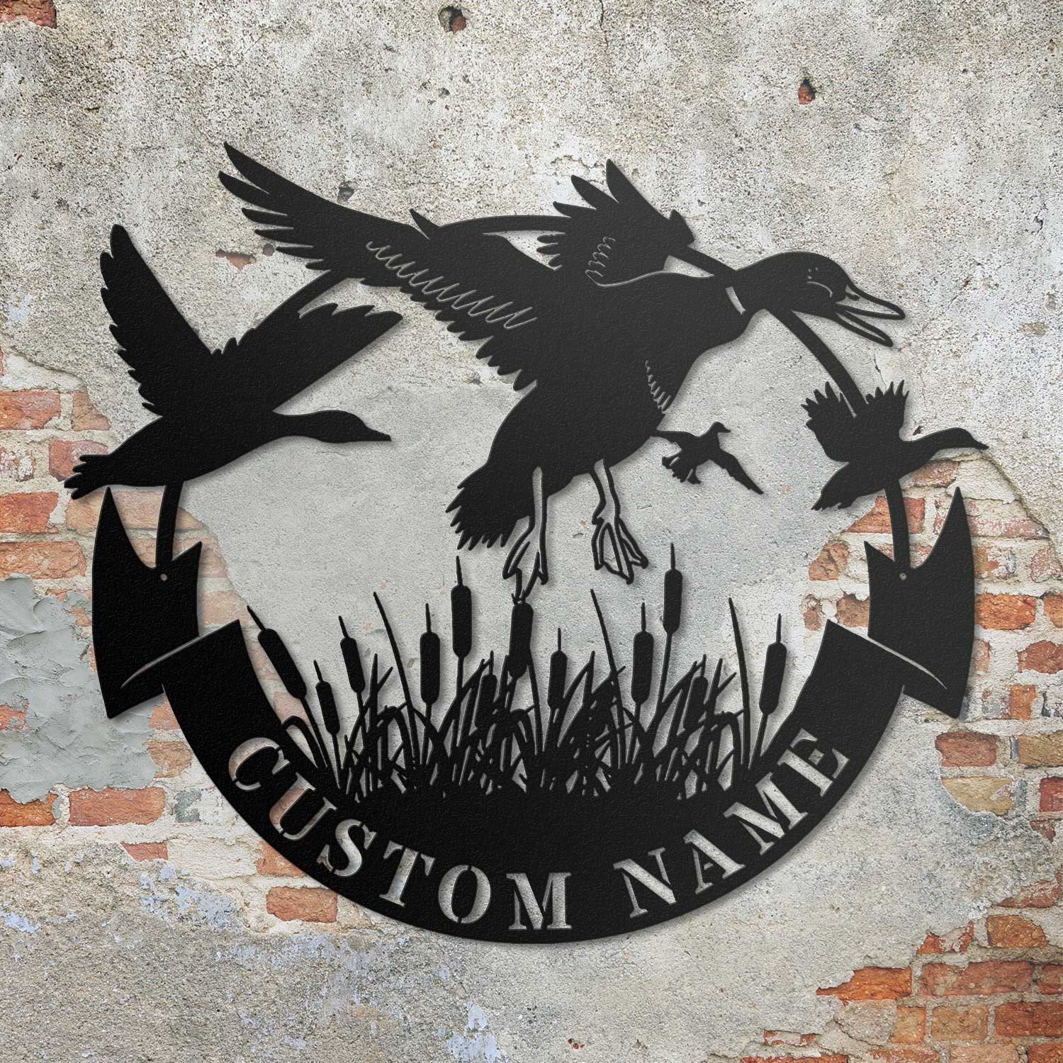 Custom Duck Hunting Metal Wall Art LED Light Personalized Hunter Name Sign Home Decor Duck Cabin Decoration Housewarming Xmas birthday Gift | GearViral