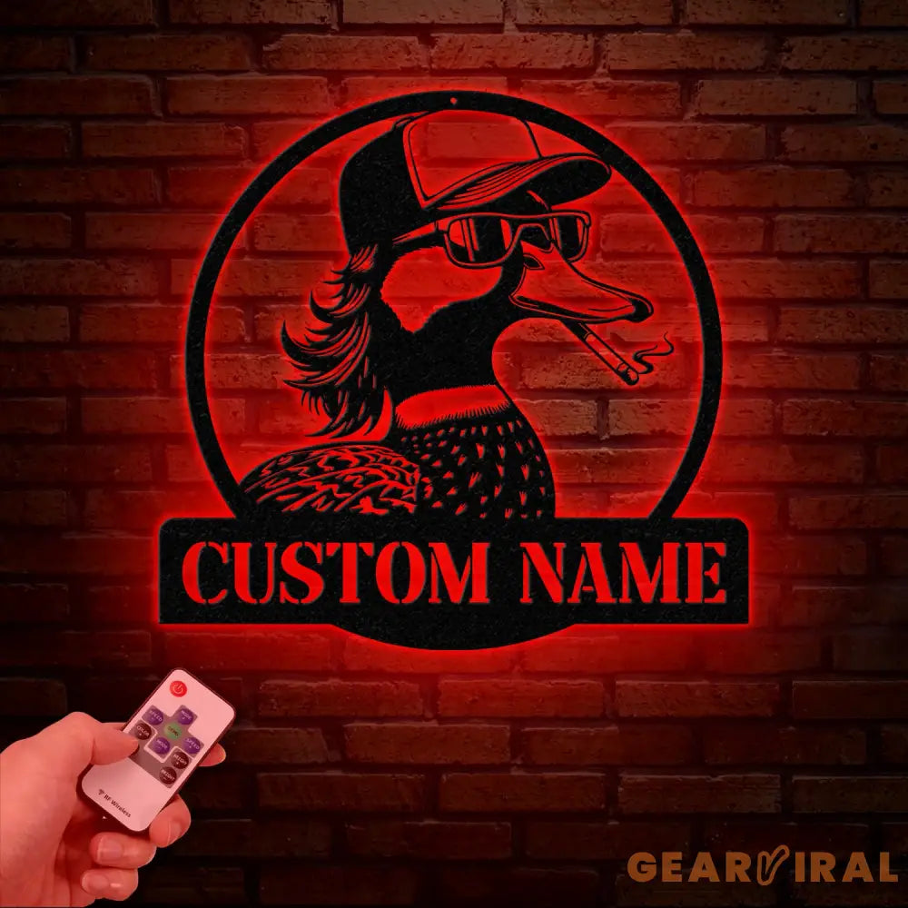 Custom Duck Metal Wall Art with LED Lights Personalized Duck Name Sign Rustic Wall Decor Man Cave & Cabin Decor Unique