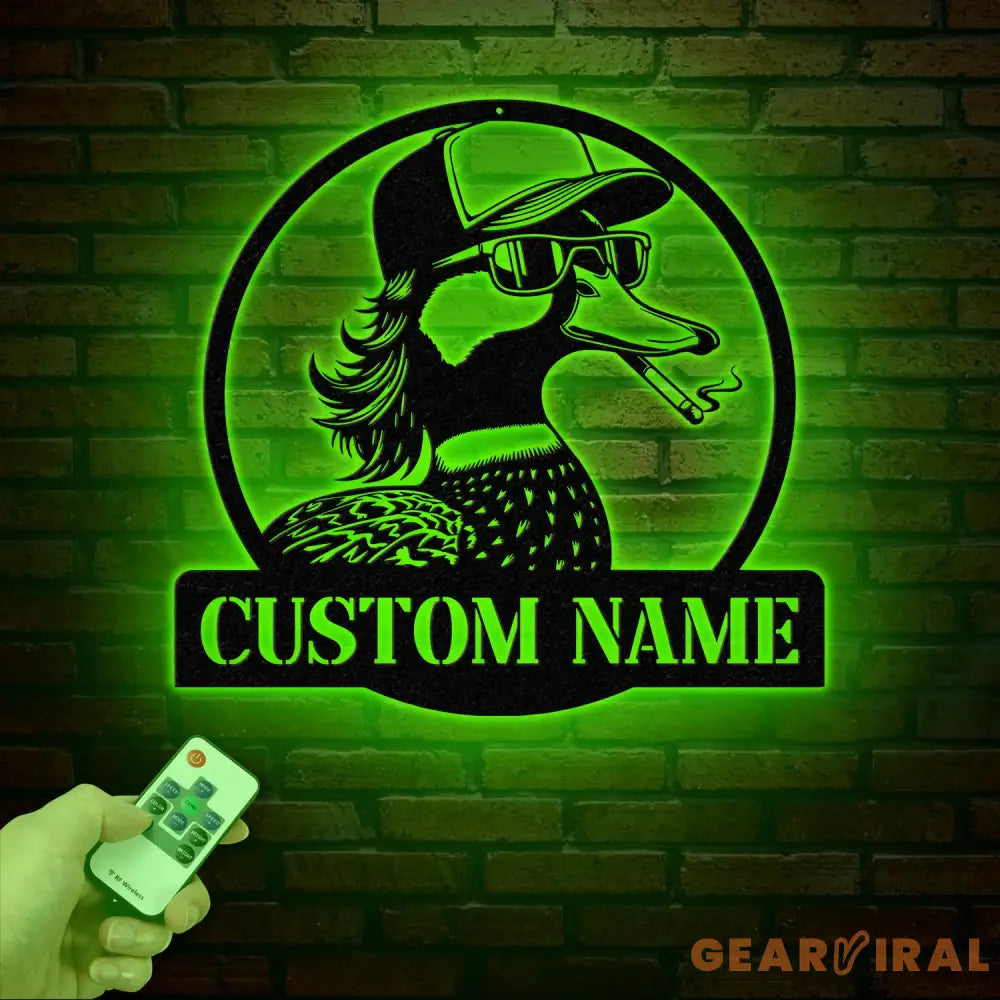 Custom Duck Metal Wall Art with LED Lights Personalized Duck Name Sign Rustic Wall Decor Man Cave & Cabin Decor Unique