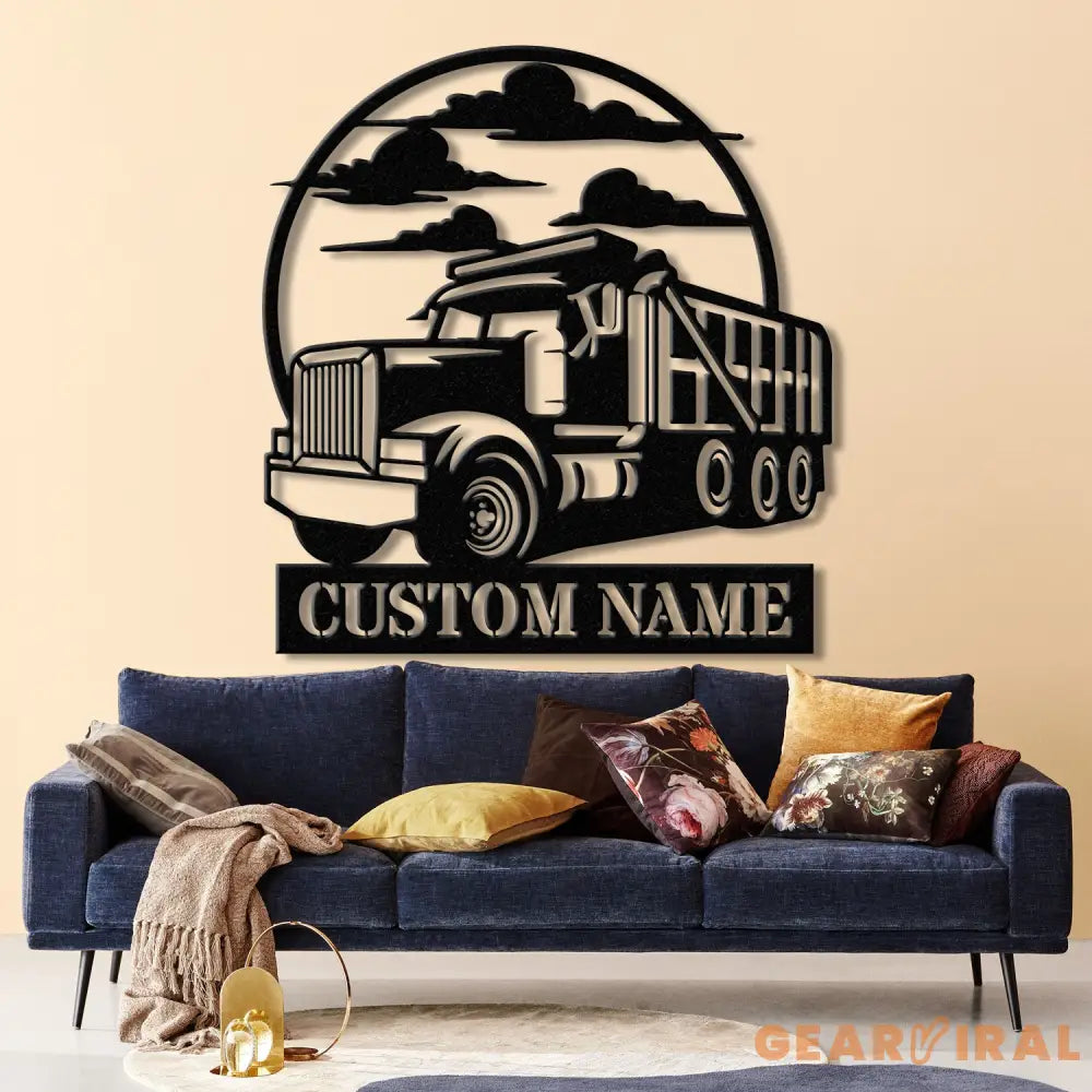 Custom Dump Truck Driver Metal Wall Art with LED Light Personalized Trucker Name Sign 18 Wheeler Home Decor Birthday &
