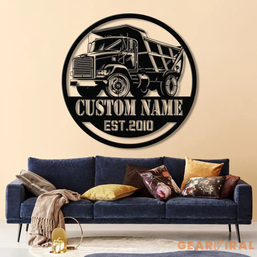 Custom Dump Truck Driver Metal Wall Art with LED Light Personalized Trucker Name Sign 18 Wheeler Home Decor Birthday &