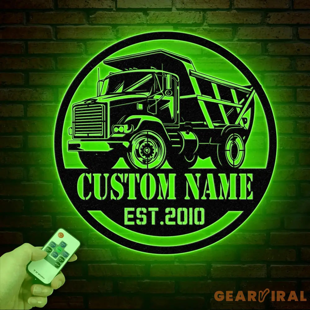 Custom Dump Truck Driver Metal Wall Art with LED Light Personalized Trucker Name Sign 18 Wheeler Home Decor Birthday &