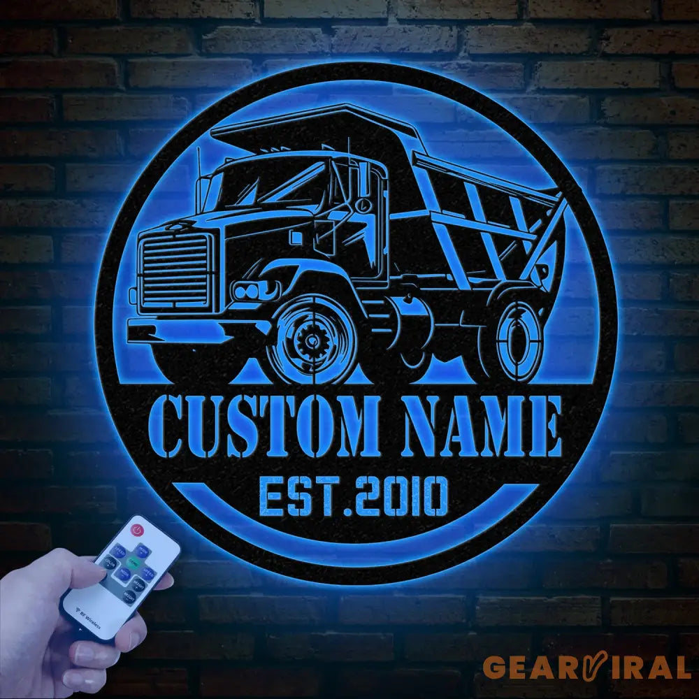 Custom Dump Truck Driver Metal Wall Art with LED Light Personalized Trucker Name Sign 18 Wheeler Home Decor Birthday &