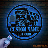 Custom Dump Truck Driver Metal Wall Art with LED Light Personalized Trucker Name Sign 18 Wheeler Home Decor Birthday &