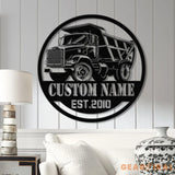 Custom Dump Truck Driver Metal Wall Art with LED Light Personalized Trucker Name Sign 18 Wheeler Home Decor Birthday &