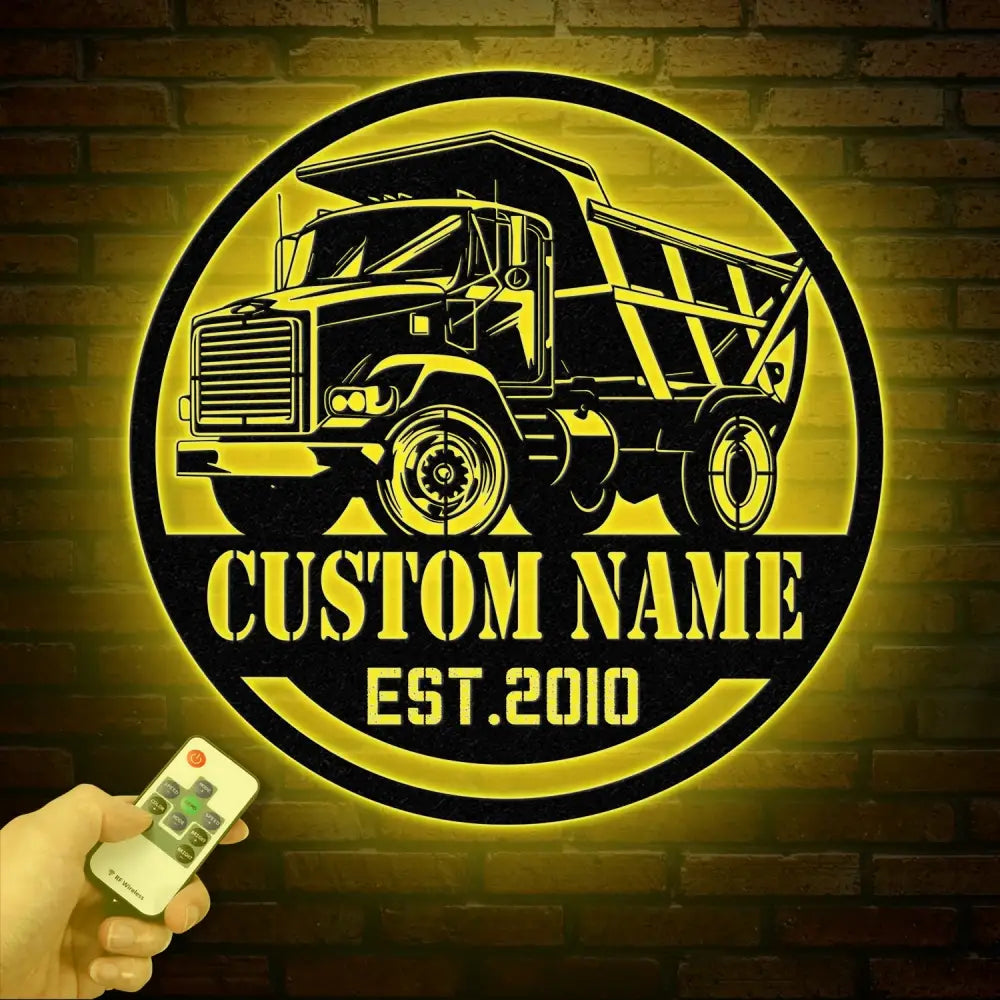 Custom Dump Truck Driver Metal Wall Art with LED Light Personalized Trucker Name Sign 18 Wheeler Home Decor Birthday &